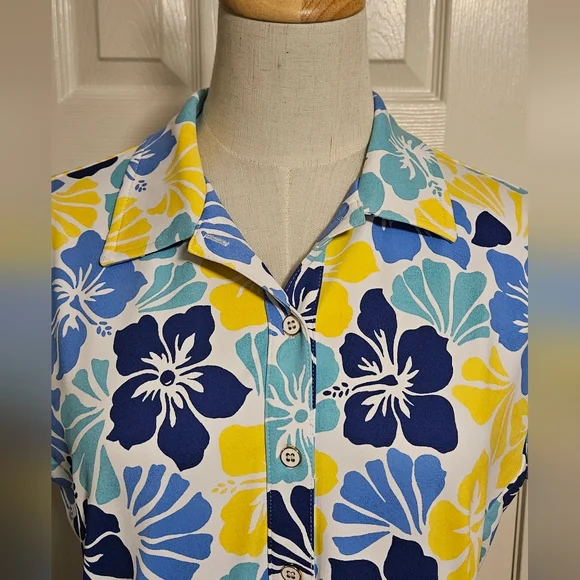 NWT J. McLaughlin Dorte Dress: Multi Hibiscus Print: Size- Large: UPF 50+ - Picture 3 of 12